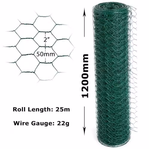 Actiaspet Green PVC Coated Galvanised Steel Wire Mesh Fencing for Gardens and Aviaries, W: 120 cm, H: 25 cm – 2