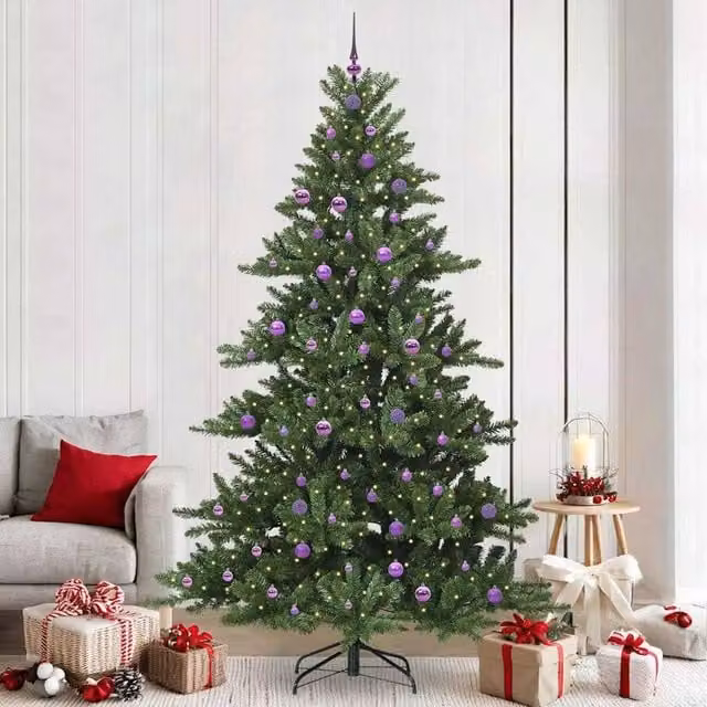 Berkfield Home Artificial Hinged Green Christmas Tree with 300 LEDs, Height: 240 cm – 1