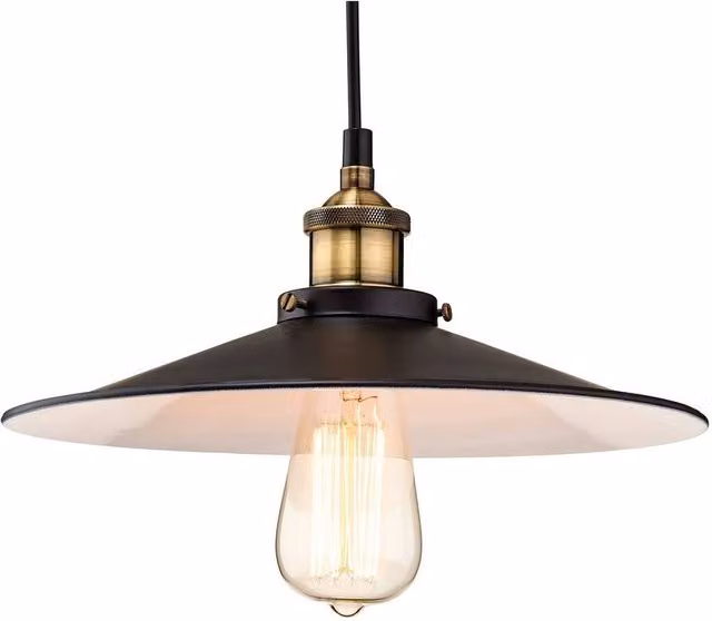 Netlighting Empire Dome Ceiling Pendant Light in Black and Antique Brass with E27 Socket