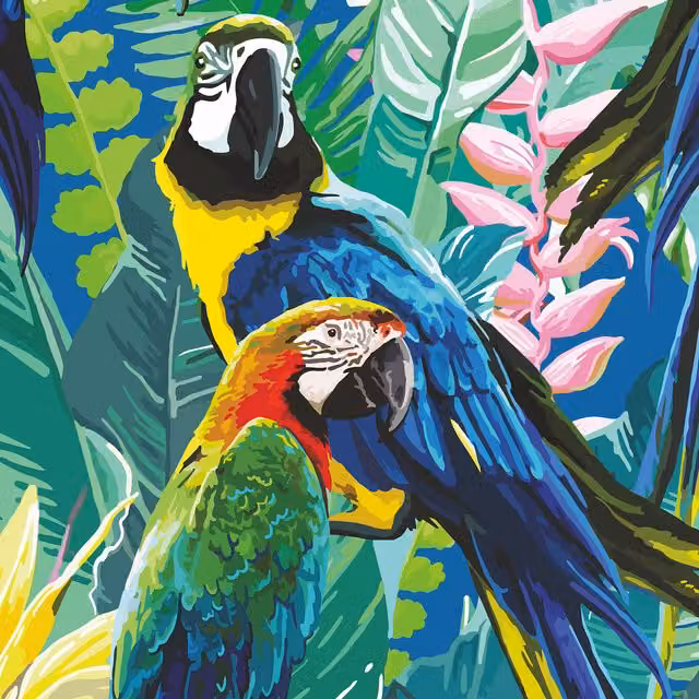 Erismann Tropical Parrot Floral Wall Mural in Multi-coloured Green