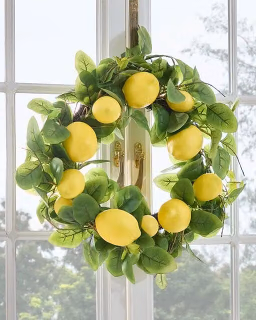 Dibor Classic Lemon Summer Door Wreath in Yellow, Diameter: 50 cm – 1
