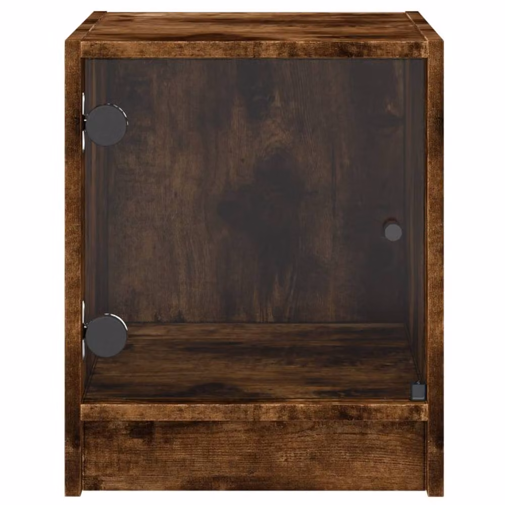 Berkfield Home Elegant Bedside Cabinets with Glass Doors, 2 Pack, Smoked Oak Brown, W/D/H: 35 x 37 x 42 cm – 4