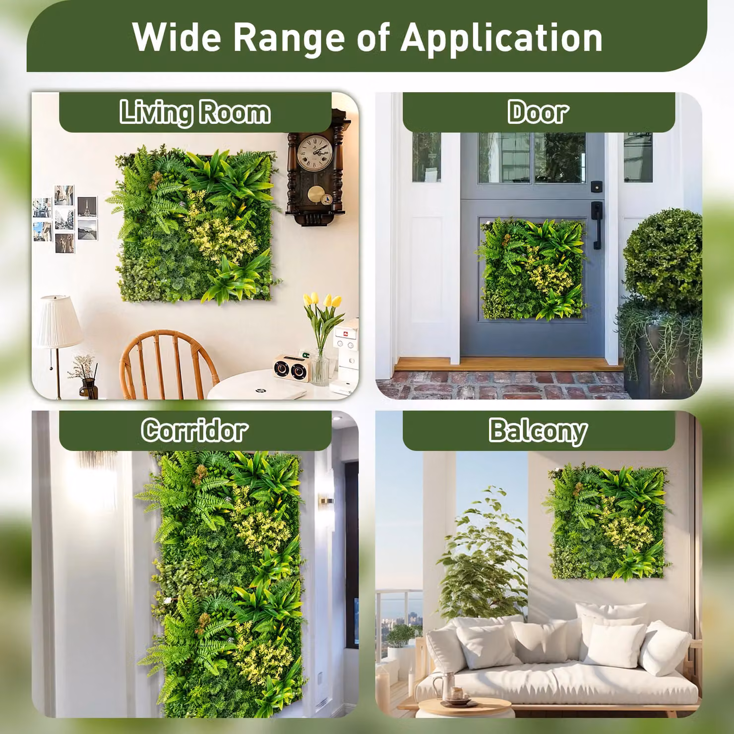 Costway 2 Pack Square Artificial Foliage Wall Hanging Greenery Hedge in Green, W/H: 50 x 50 cm – 6