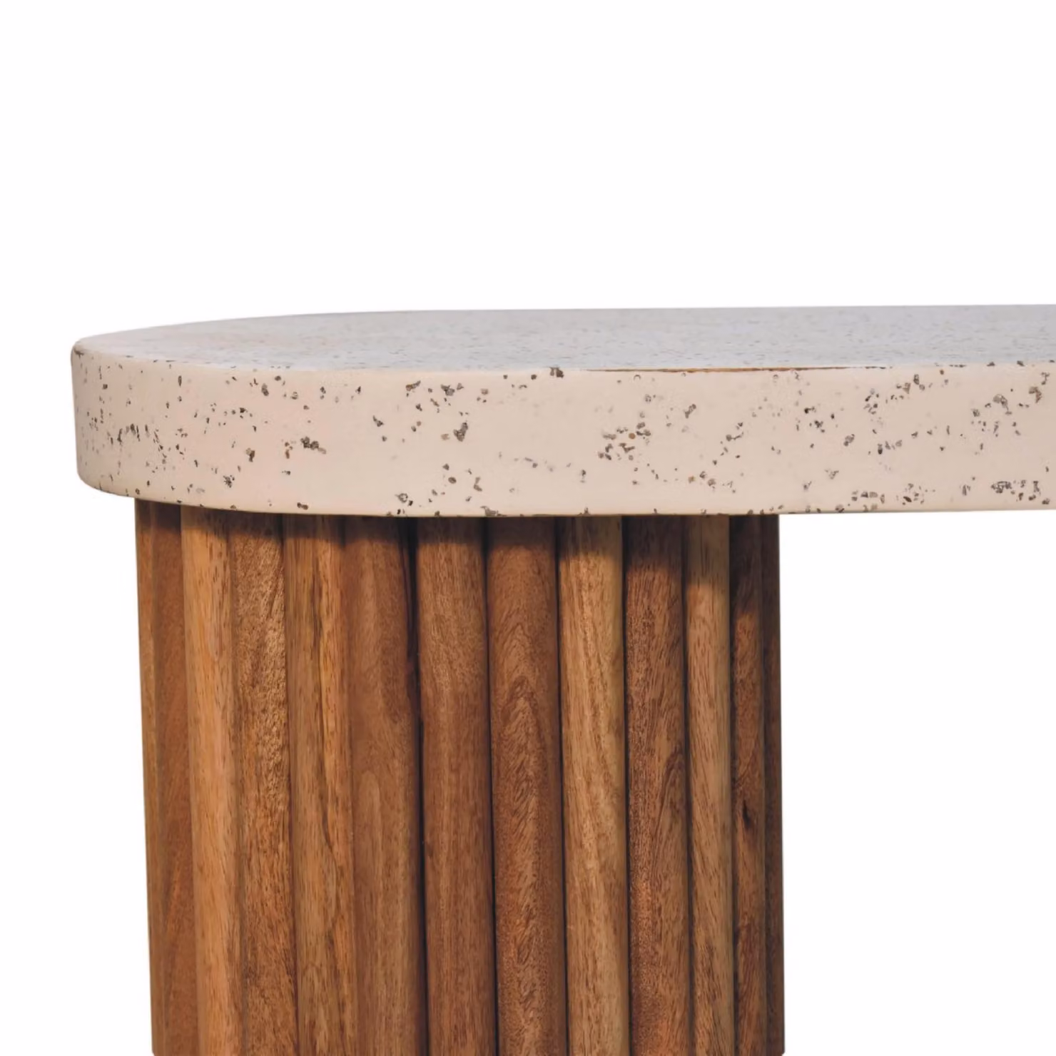 Aosom UK Solid Mango Wood Coffee Table with Hand-painted Terrazzo Top in Brown and White, W/D/H: 70 x 30 x 45 cm – 4