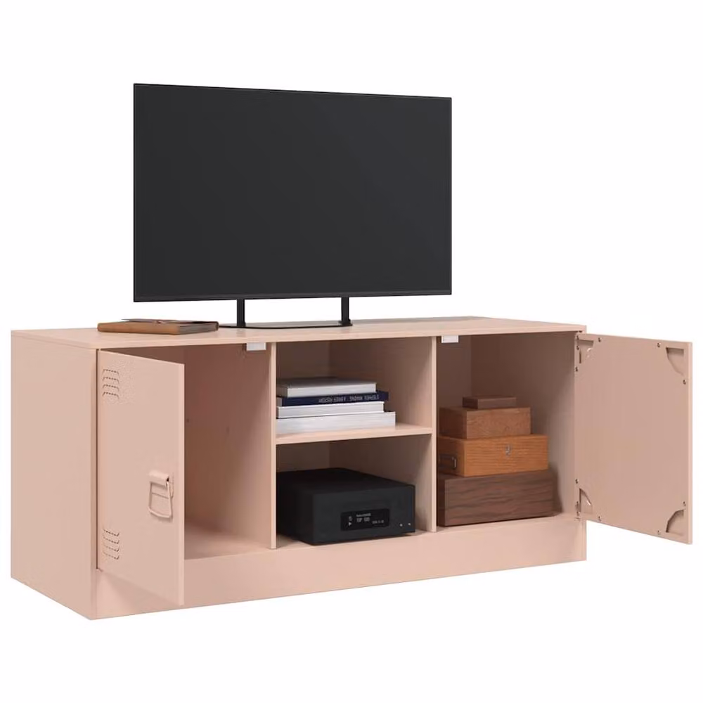 Berkfield Home Modern Matt Pink Metal TV Cabinet W/D/H: 99 x 39 x 44 cm – 3