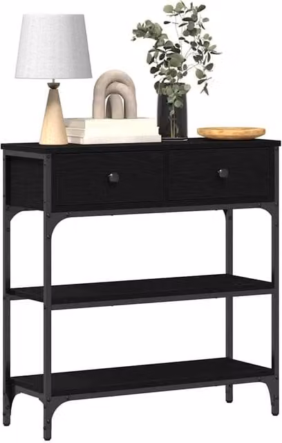 Berkfield Home Modern Console Table in Black Oak, W/D/H: 72.5 x 25 x 75 cm