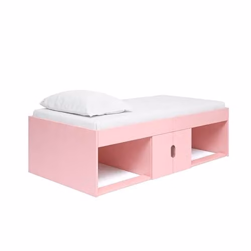 Kidsaw Mid-Height Single Cabin Bed Frame in Pink, Engineered Wood, W/D/H: 190 x 90 x 51 cm