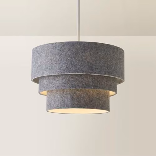 MiniSun Round Modern 3 Tier Grey Felt Fabric Ceiling Pendant Lamp Light Shade, Shade Width: 30 cm – 1