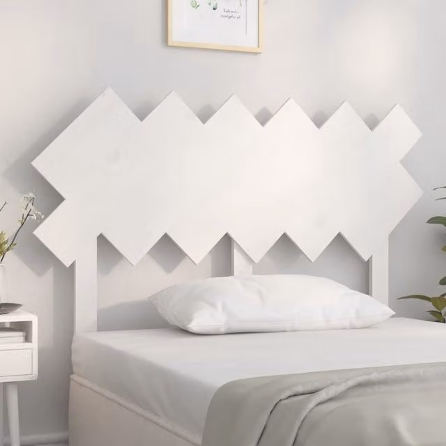 Berkfield Home Rustic White Solid Pine Wood Bed Headboard W: 122.5 cm, D: 3 cm, H: 80.5 cm