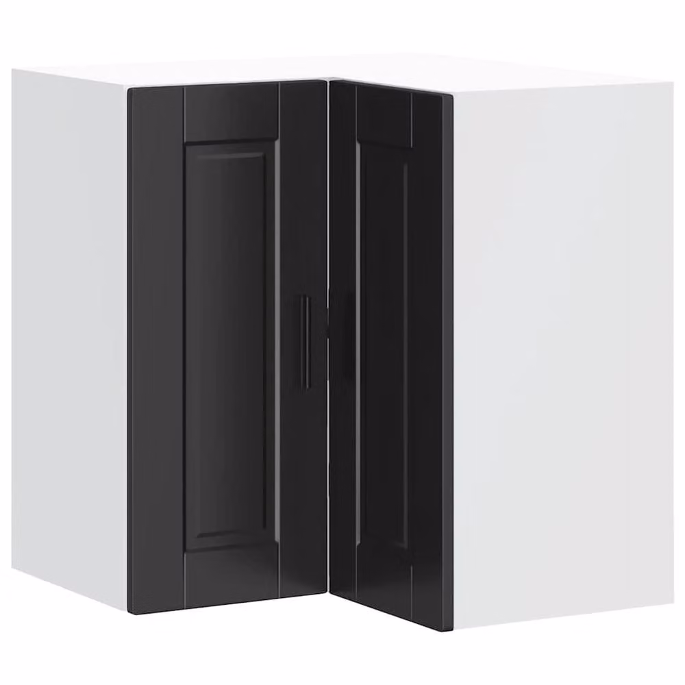 Berkfield Home Porto Black Modern Wall Mounted Kitchen Corner Cabinet with Hinged Doors W/D/H: 57 x 60 x 57 cm – 2