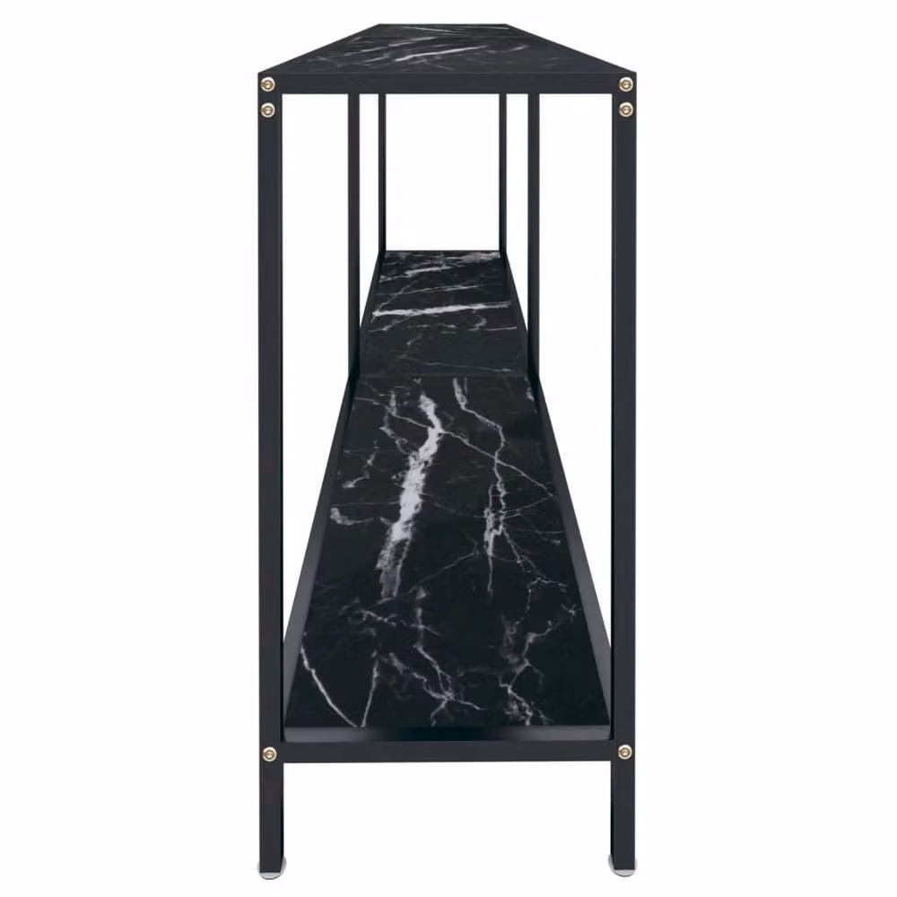 Berkfield Home Modern Black Console Table with Tempered Glass, W/D/H: 180 x 35 x 75.5 cm – 3