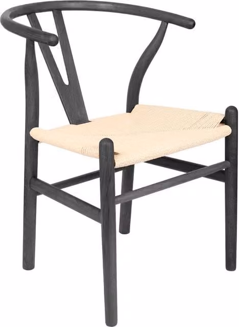 Nicholas Winter Scandi Danish Style Beech Wood Dining Chair with Armrests and Woven Rope in Black – 1