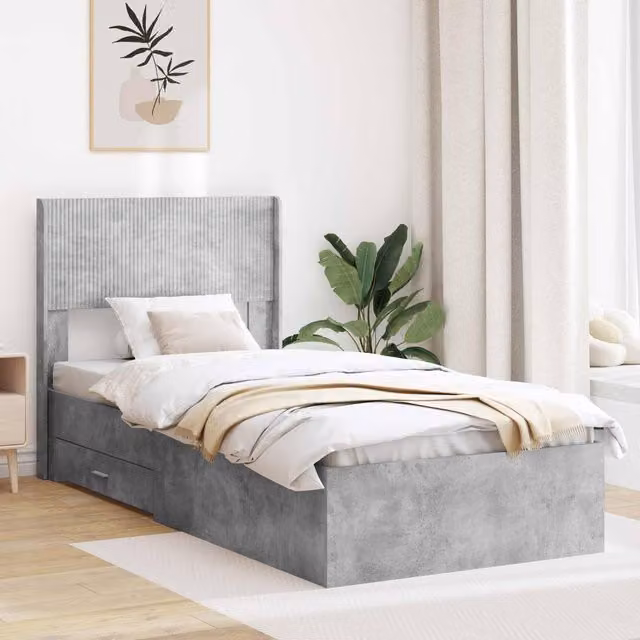 Berkfield Home Modern Bed Frame with Storage Drawers and Headboard in Grey