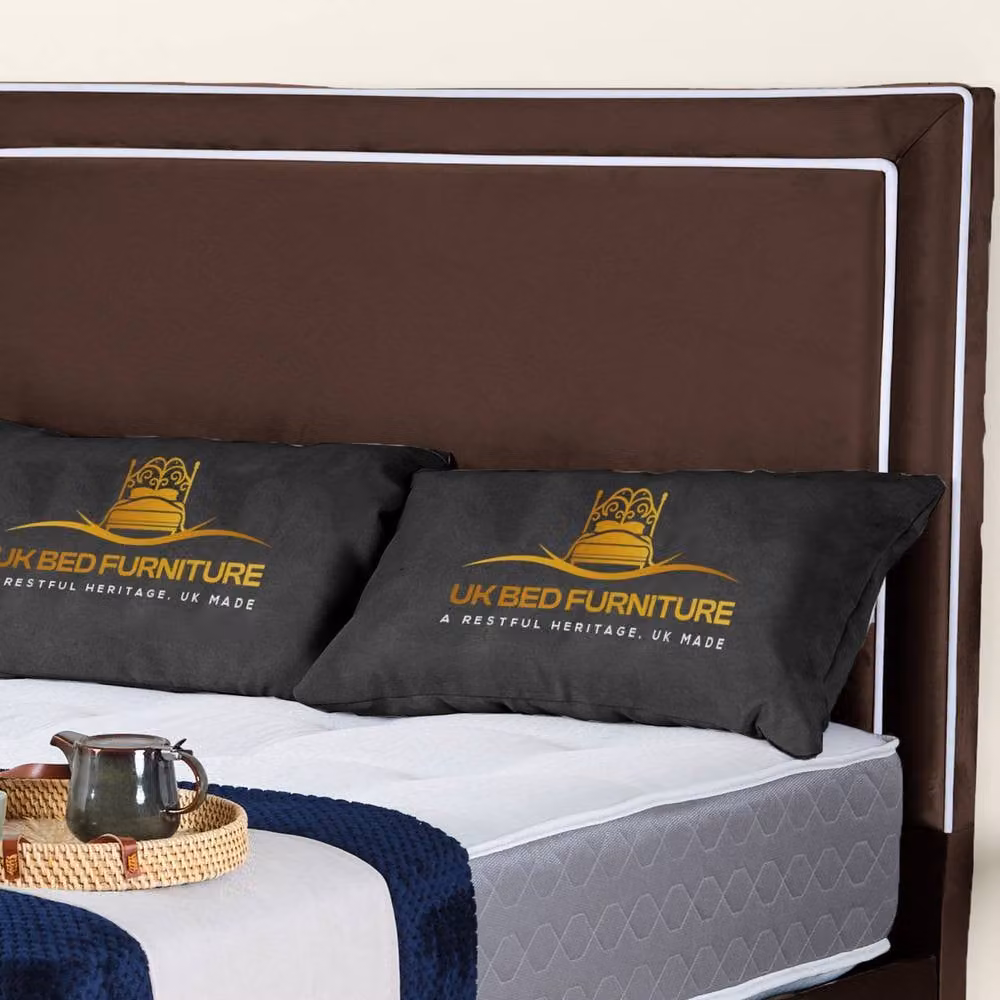 UK Bed Furniture Ariana Brown Velvet Upholstered Bed Frame, Size: 200 x 200 cm – 2