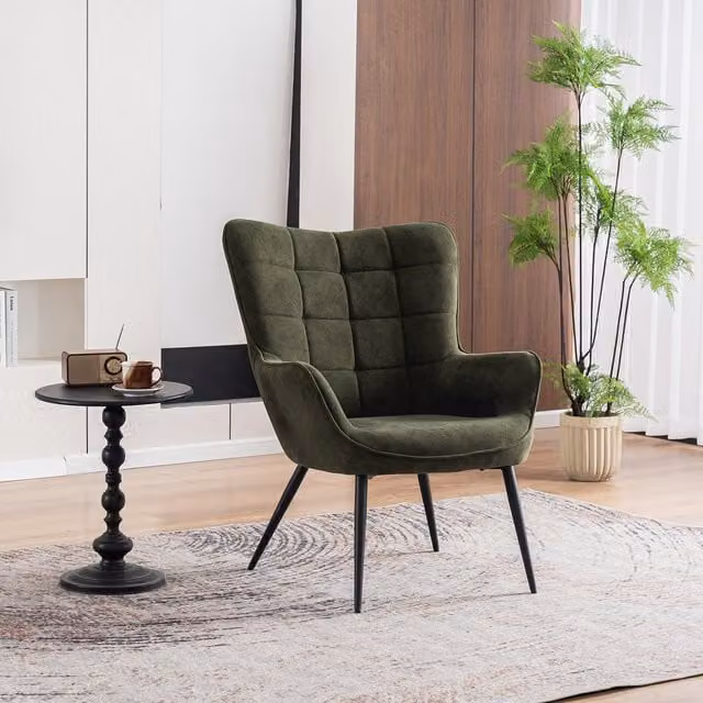 More4Homes Vera Green Velvet Modern Accent Chair with Metal Legs