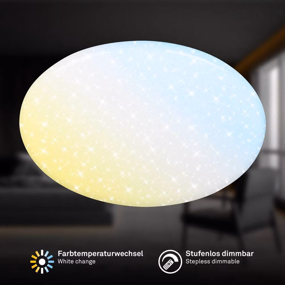 Briloner LED Ceiling Light, White, Round, Dimmable with Remote Control, Diameter: 56 cm – 2