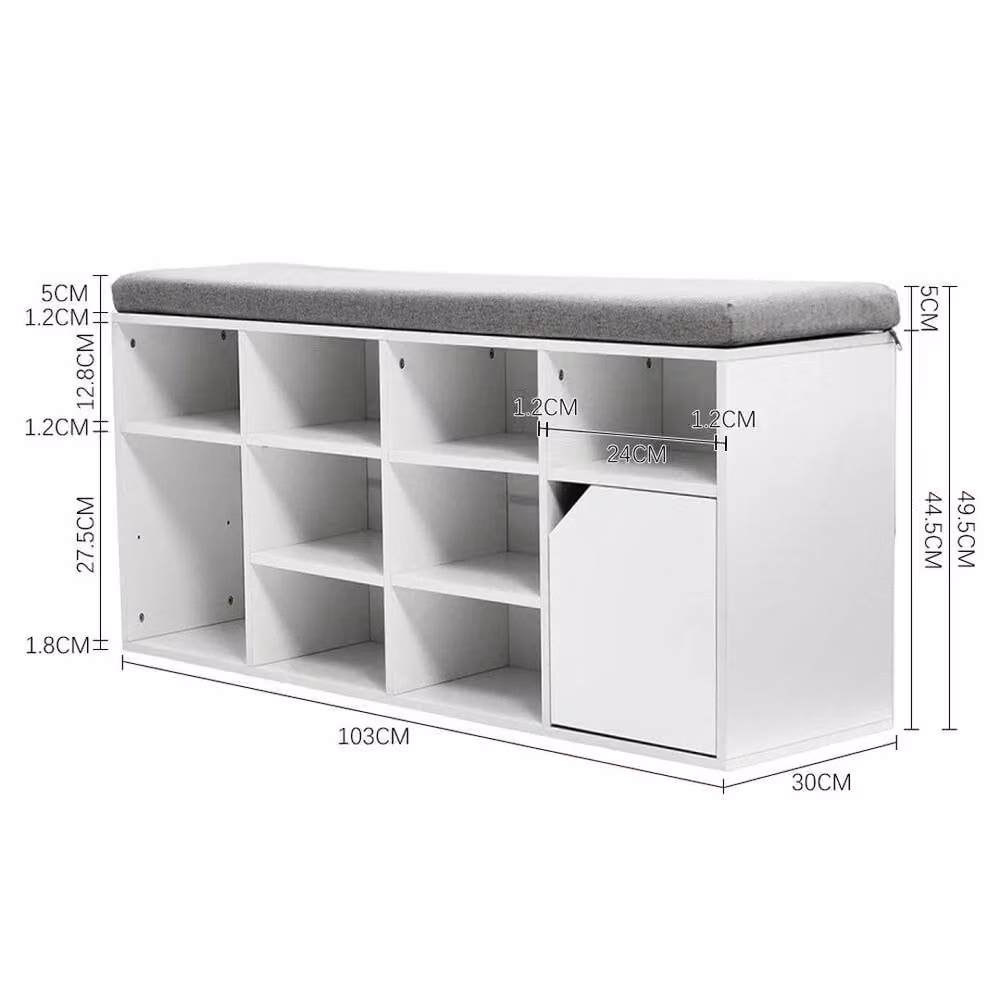 KORVIXA White Modern Entrance Shoe Rack with Cushion Seat, W/D/H: 100 x 100 cm – 2