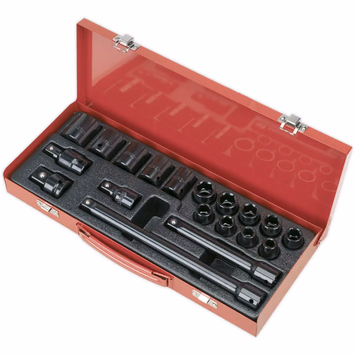 Loops 19 Piece Chrome Vanadium Impact Socket Set with 1/2 Inch Sq Drive, Extension Bar, 3/4 Inch Adaptor and Joint in Black and Multicolour – 2