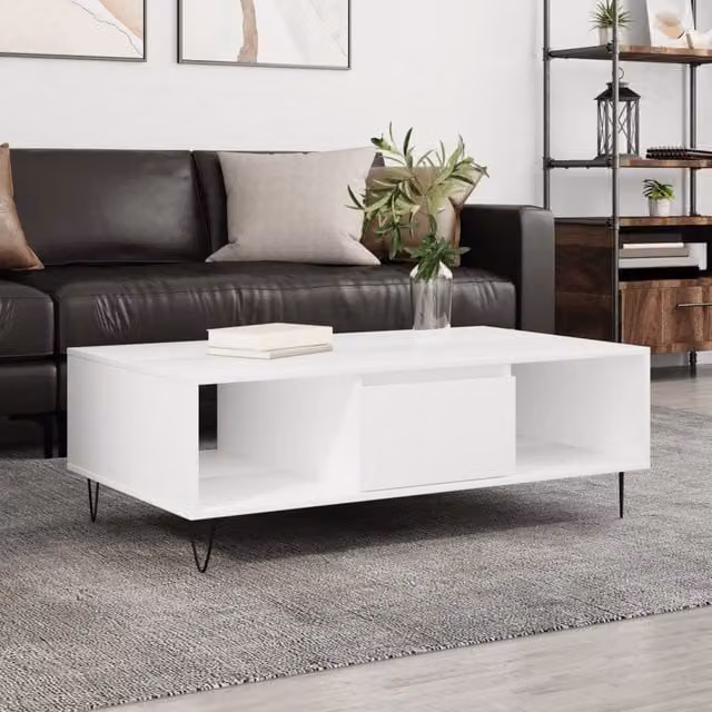 Berkfield Home Modern White Coffee Table, W/D/H: 104 x 60 x 35 cm – 1