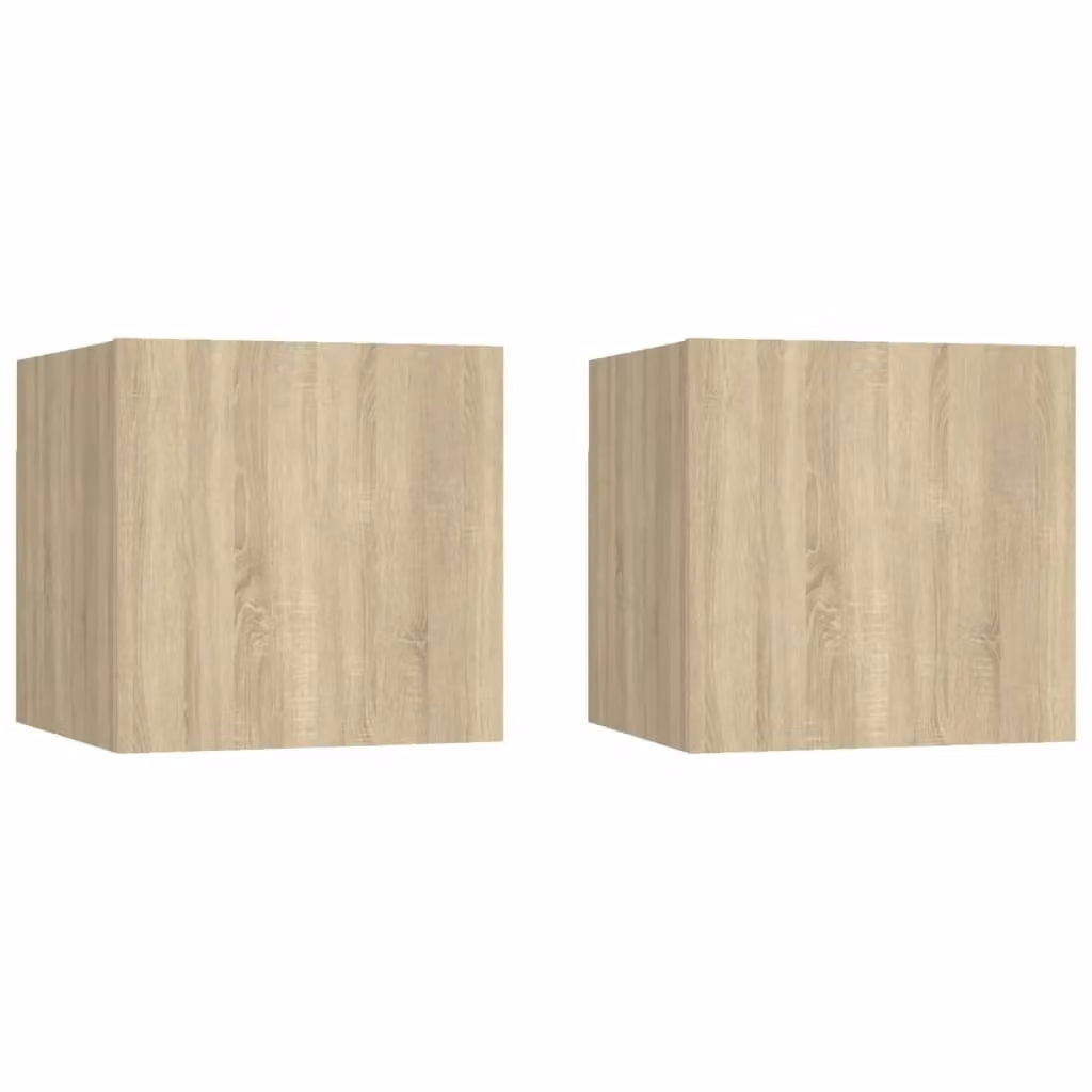 Berkfield Home Wall Mounted TV Cabinets, 2 Piece Sonoma Oak, Brown, W/D/H: 30.5 x 30 x 30.5 cm