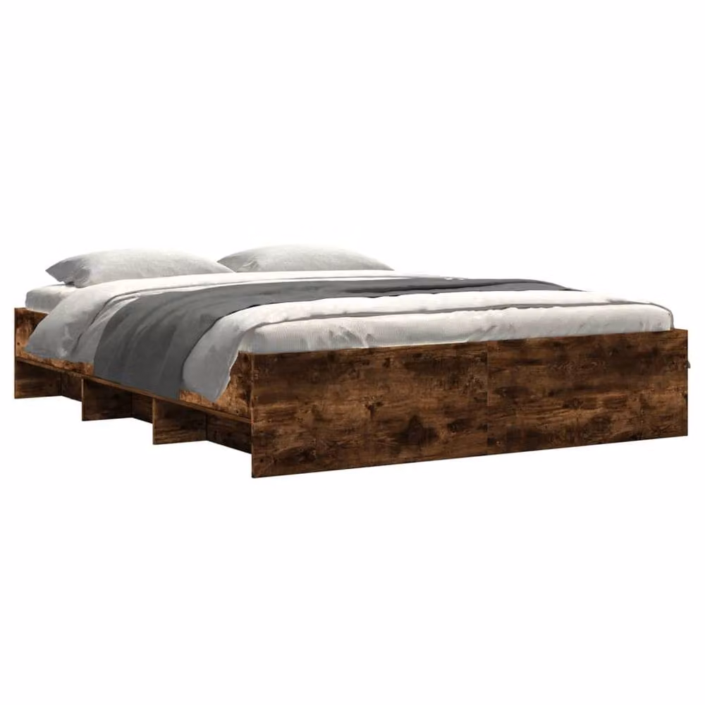 Berkfield Home Smoked Oak Bed Frame in Brown, W/D/H: 160 x 200 x 35 cm – 3