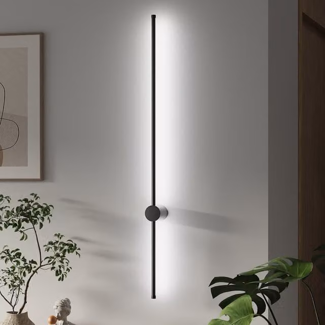 Lifeideas Rotatable LED Straight Wall Light in Black and White with Cool White Light, 100 cm