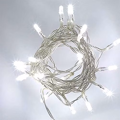 SHATCHI 80 Cool White LED Fairy String Lights with Clear Cable, Battery Operated for Christmas, Weddings, Parties and Garden Decorations