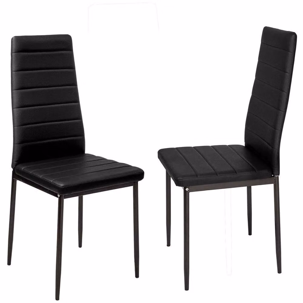 FLAVORA Set of 6 Modern Dining Chairs in Black Faux Leather – 5