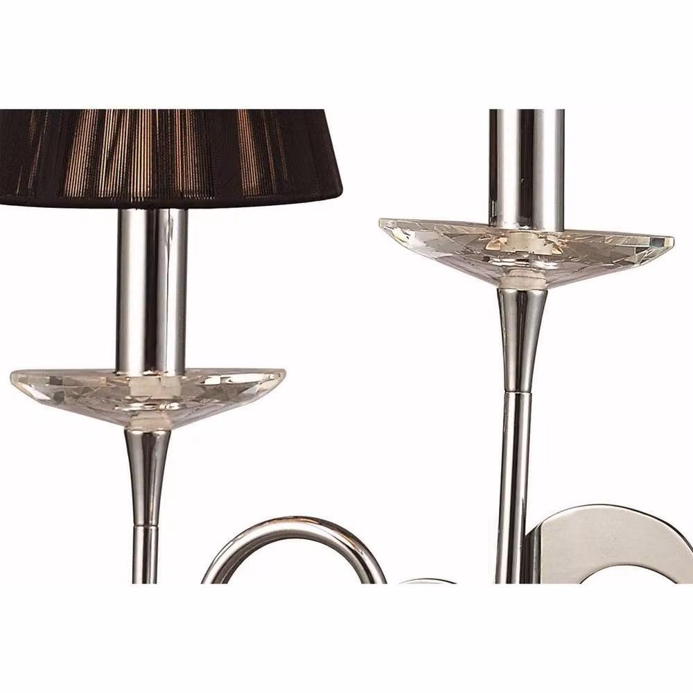 Netlighting Acanto Table Lamp with 2 E14 Lights, Polished Chrome and Grey Fabric Cone Shades – 3