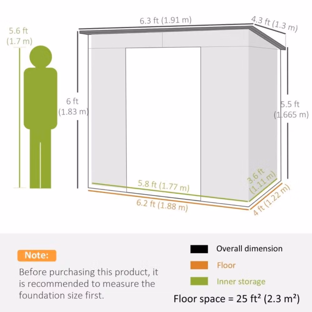 STILVORA Modern Pent Garden Shed with Double Doors in Matt Grey – 2