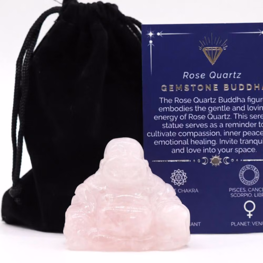 KDMD Rose Quartz Large Buddha Figurine in Light Pink – 2