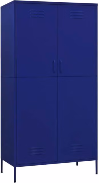 Berkfield Home Navy Blue Metal Wardrobe with Internal Shelves and Hanging Rod, W/D/H: 90 x 50 x 180 cm – 1
