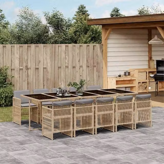 Berkfield 10-Seater Foldable Garden Dining Set in Grey PE Rattan