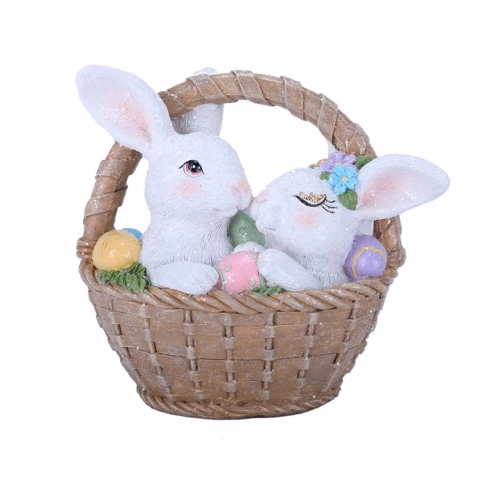 Eggs-traordinary Gift Co Bunnies In A Basket Multicolour Ceramic Easter Figurine – 2