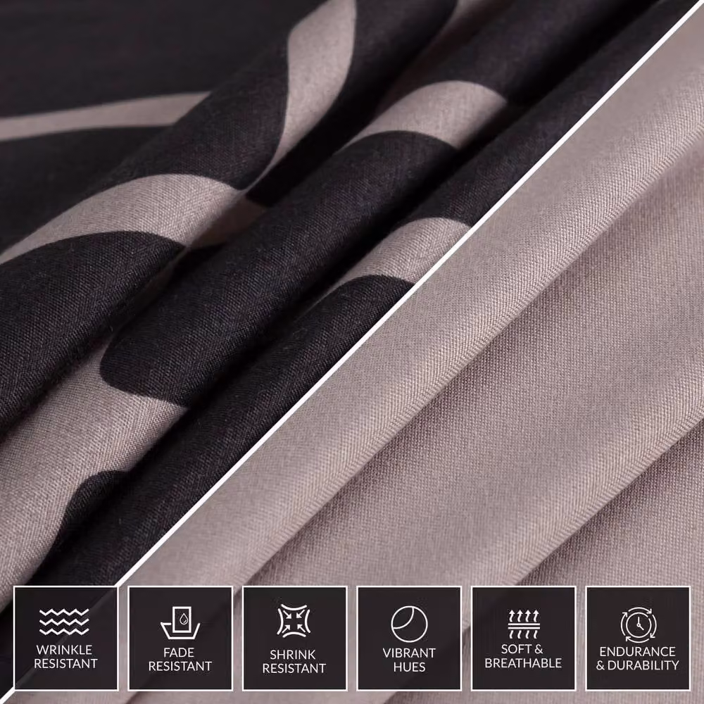 Lazzaro Home Premium Brushed Microfibre Reversible Duvet Cover and Pillowcase Set, Black, W: 180 cm, H: 200 cm – 6