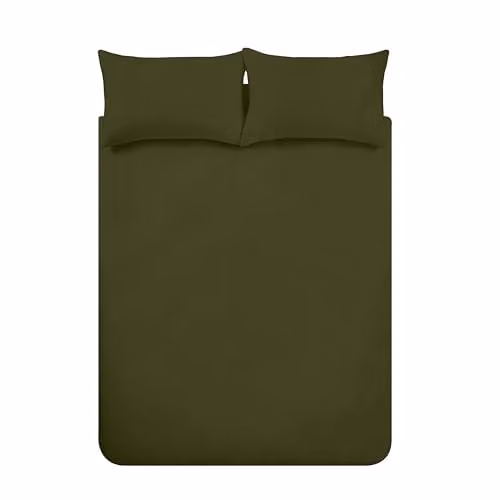 Catherine Lansfield Green Brushed Cotton Flannelette Double Duvet Cover Set with Pillowcases, Duvet Cover 200 x 200 cm, Pillowcases 50 x 75 cm – 3