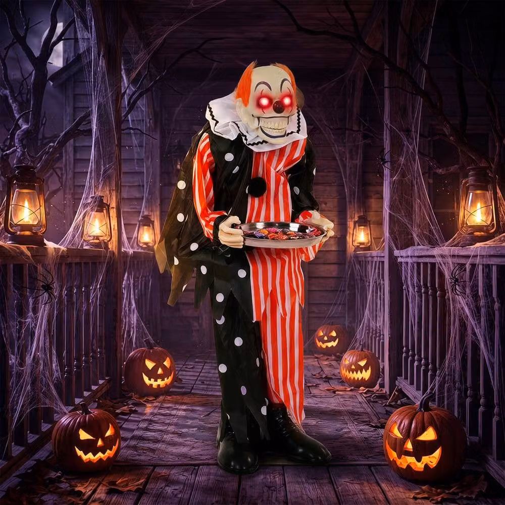 HOMCOM Animated Clown Halloween Decoration for Indoor and Outdoor Use in Multicolour – 2
