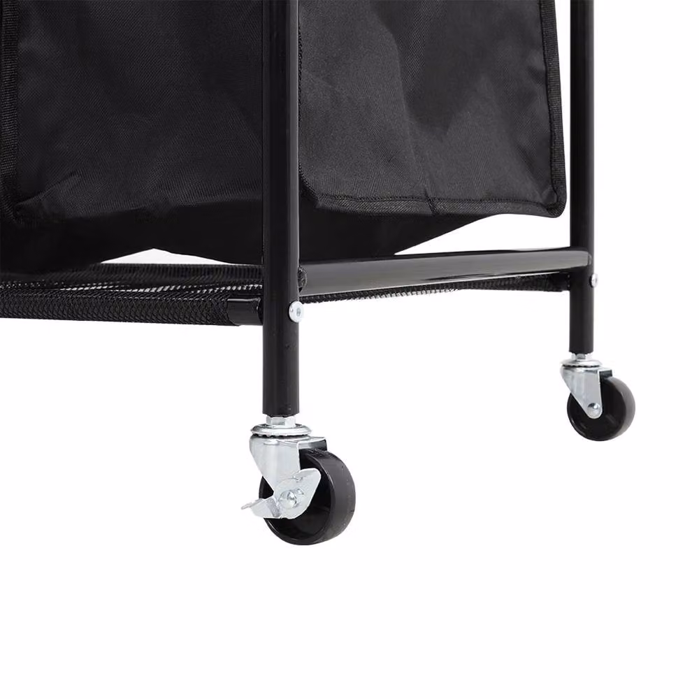 Garden Sanctuary Triple Bag Rolling Laundry Sorter with Lift-up Ironing Board in Black – 7