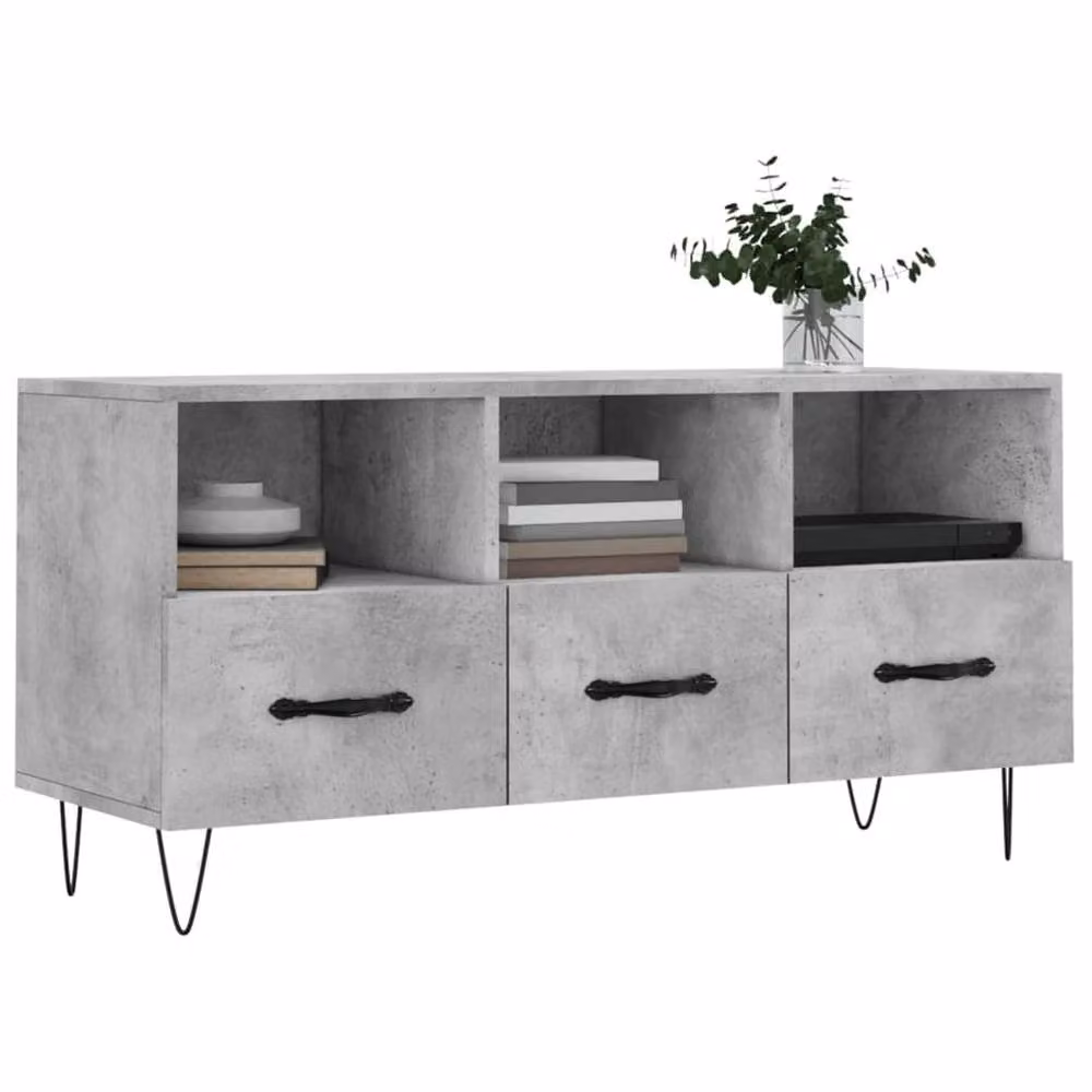 Berkfield Home Industrial TV Cabinet in Concrete Grey, W/D/H: 102 x 36 x 50 cm – 3