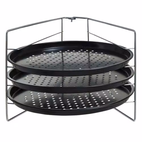 Orsina Three Tier Non-Stick Carbon Steel Pizza Rack in Black, W/D/H: 32 x 20 x 20 cm