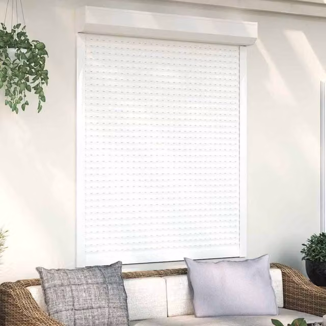 Berkfield Home Manual Aluminium Roller Shutter, White, W: 120 cm, H: 150 cm