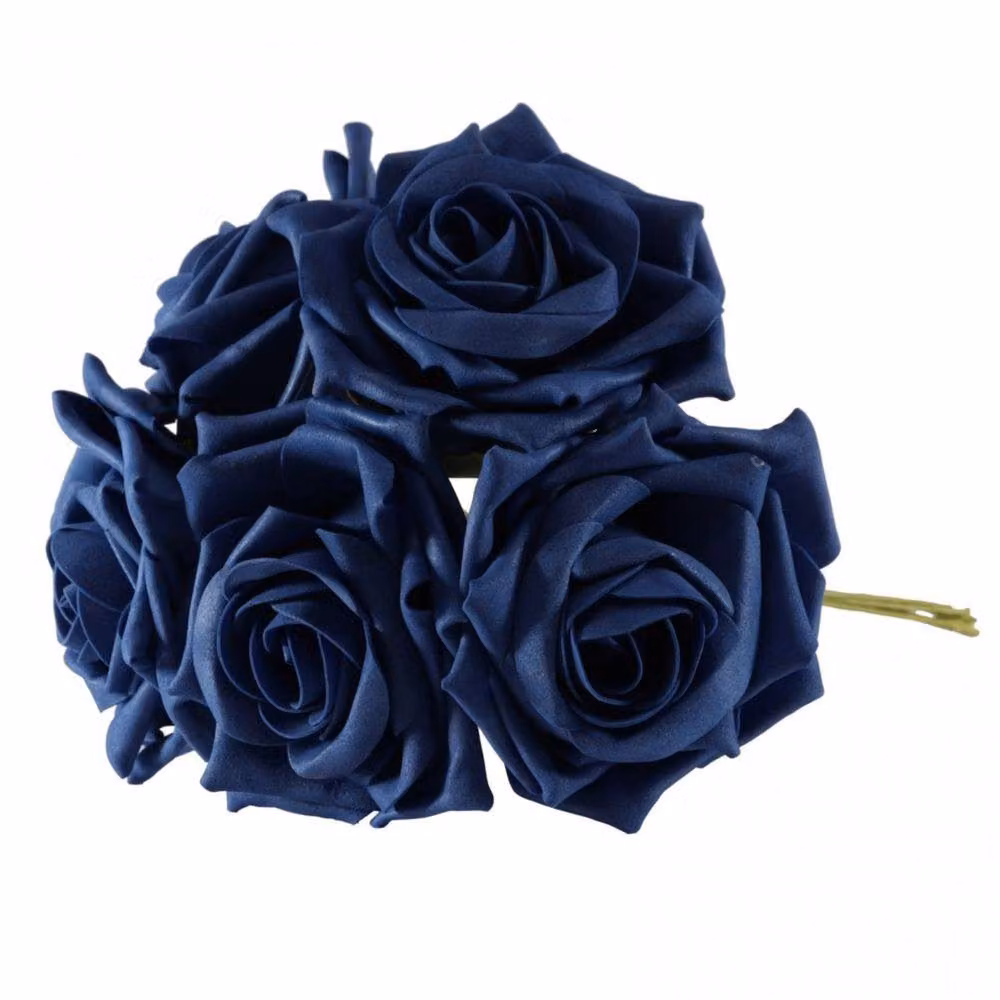 KDMD Pack of 2 Navy Blue Foam Open Tea Roses for Weddings – 3
