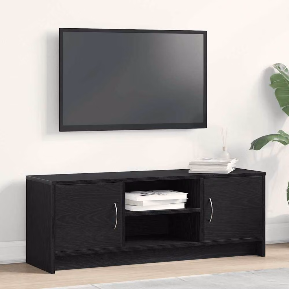 Berkfield Home Black Oak Industrial TV Cabinet W: 102 cm, D: 37.5 cm, H: 37.5 cm – 2