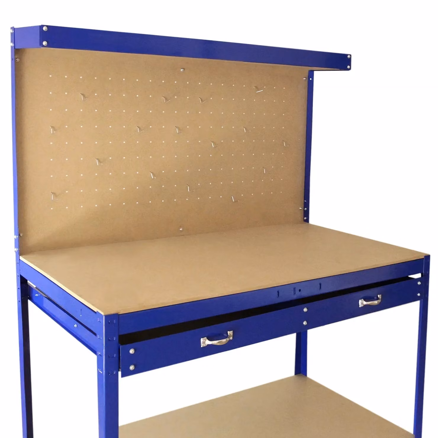 Monstershop Workbench with Pegboard and Drawer in Blue, W/D/H: 155 x 60 x 120 cm – 4