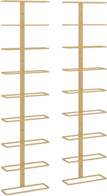 Berkfield Home Wall-mounted Metal Wine Rack for 9 Bottles, 2 Pack, Gold – 1
