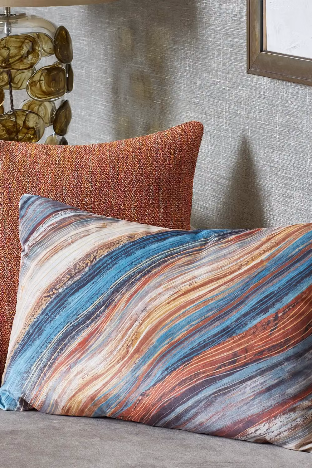 Prestigious Textiles Heartwood Rectangular Velvet Cushion in Red, Blue and Multicolour, W/D/H: 40 x 40 x 40 cm – 2