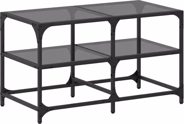 Berkfield Home Industrial Coffee Table with Black Glossy Glass Top, W/D/H: 78.5 x 40 x 45 cm