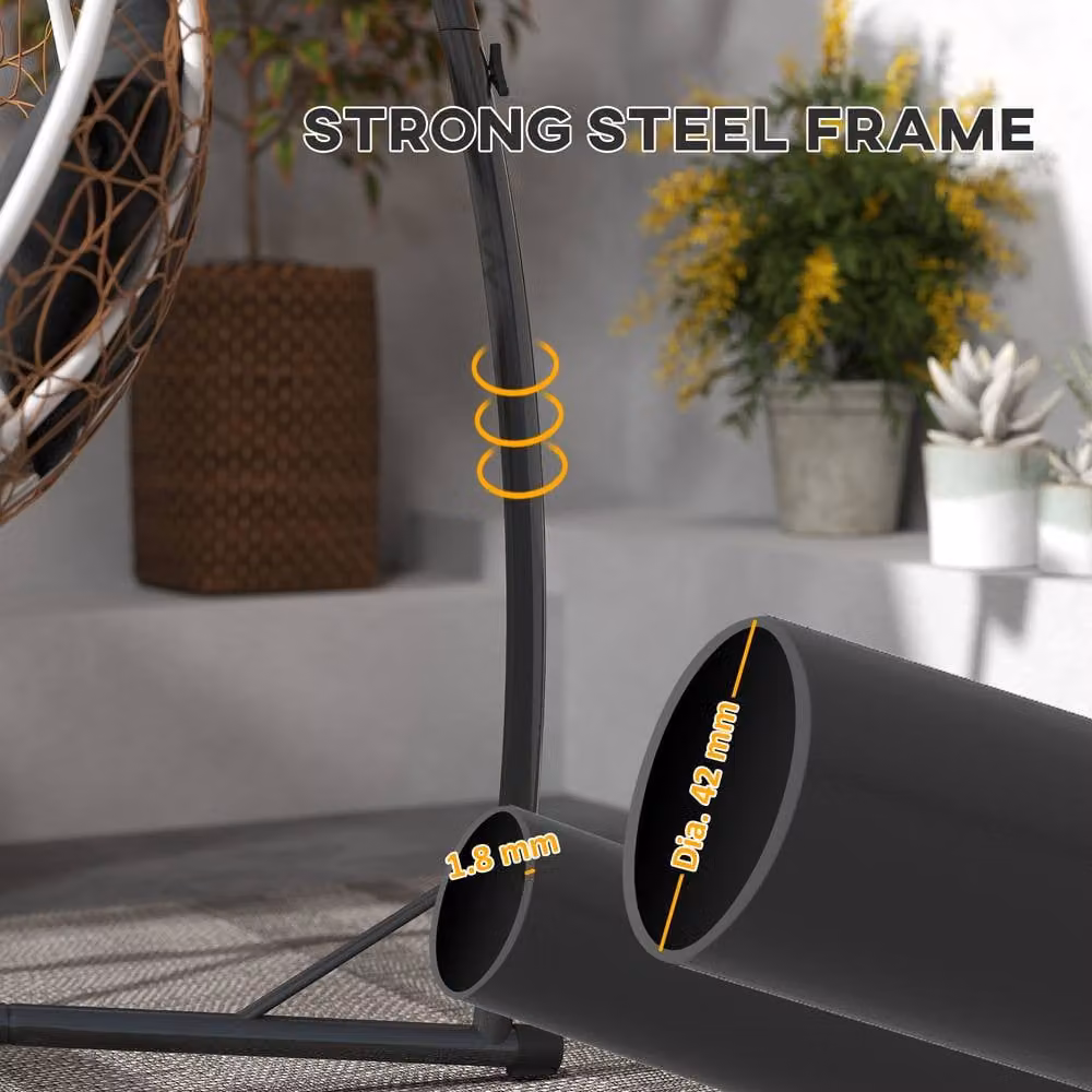 OUTSUNNY Black Steel Hammock Chair Stand for Adults – 3