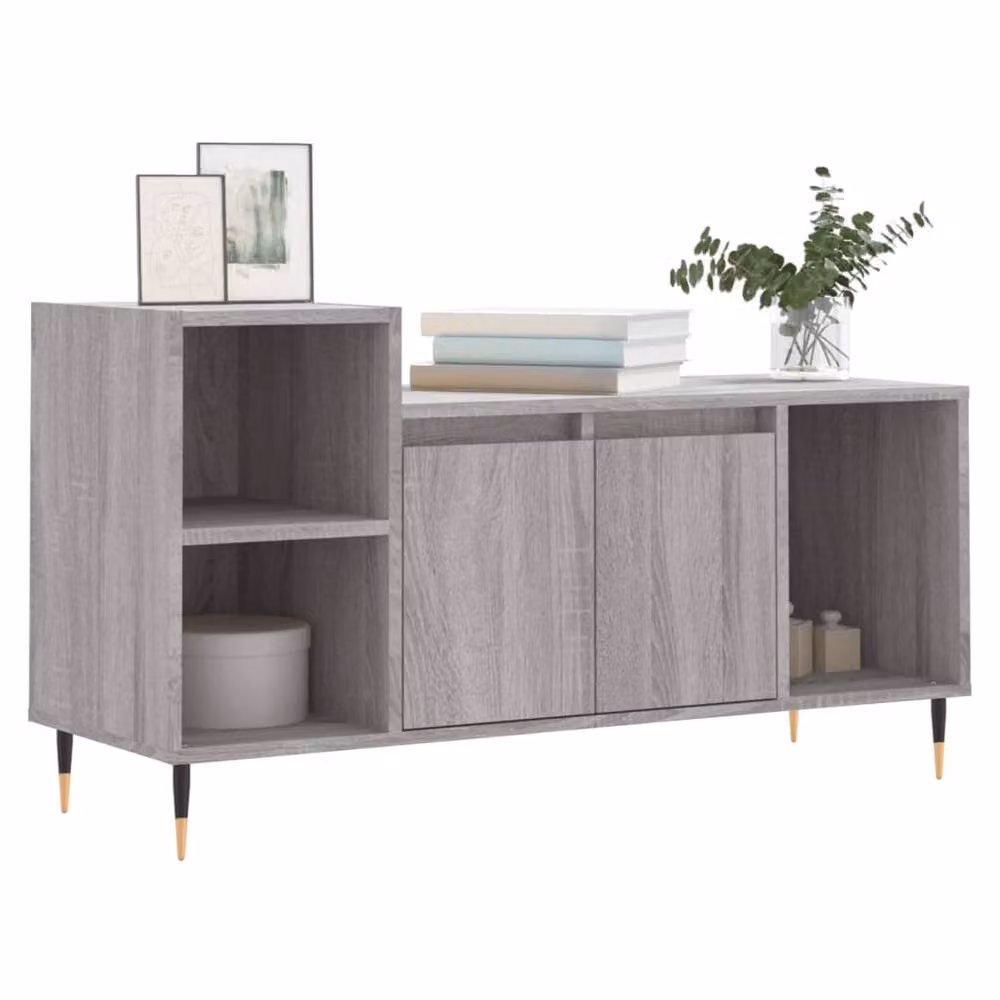 Berkfield Home Modern Grey Sonoma TV Cabinet with Hinged Doors and Internal Shelves, W/D/H: 100 x 35 x 55 cm – 3