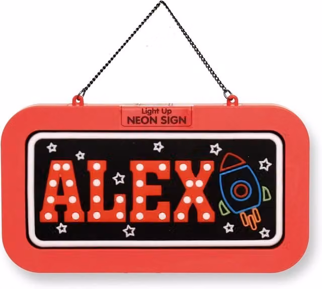 History & Heraldry Alex Pre-personalised Red Light-Up Neon LED Bedroom Sign
